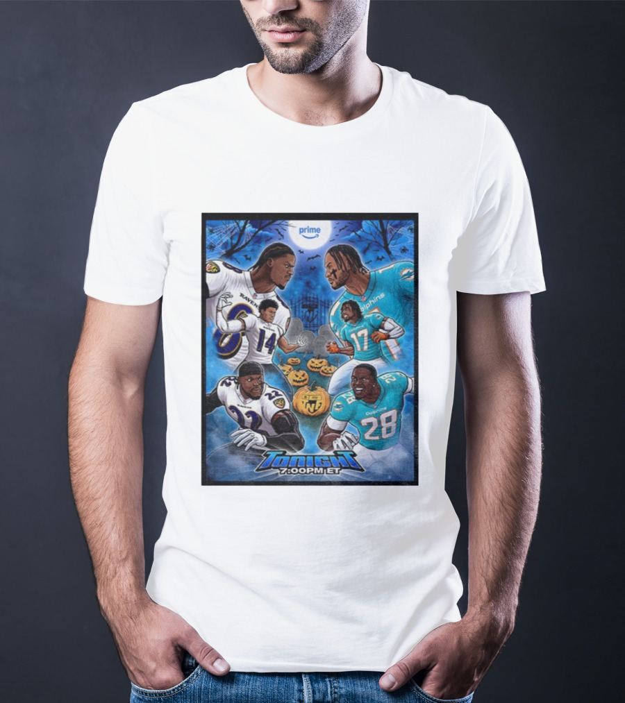 Baltimore Ravens Vs Miami Dolphins Halloween 2025 NFL Prime Tonight 7:00PM ET T-Shirt
