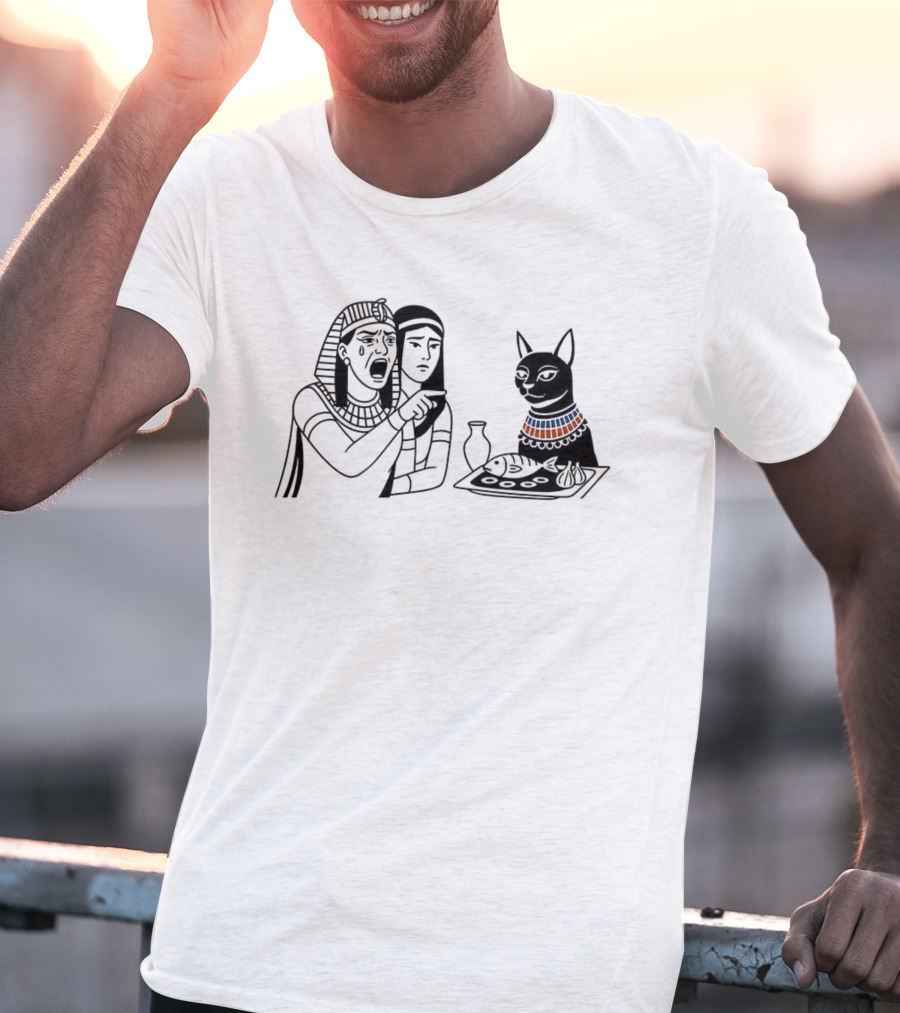 Egyptian Woman Yelling At Cat Goddess Bastet Meme Illustration T-Shirt