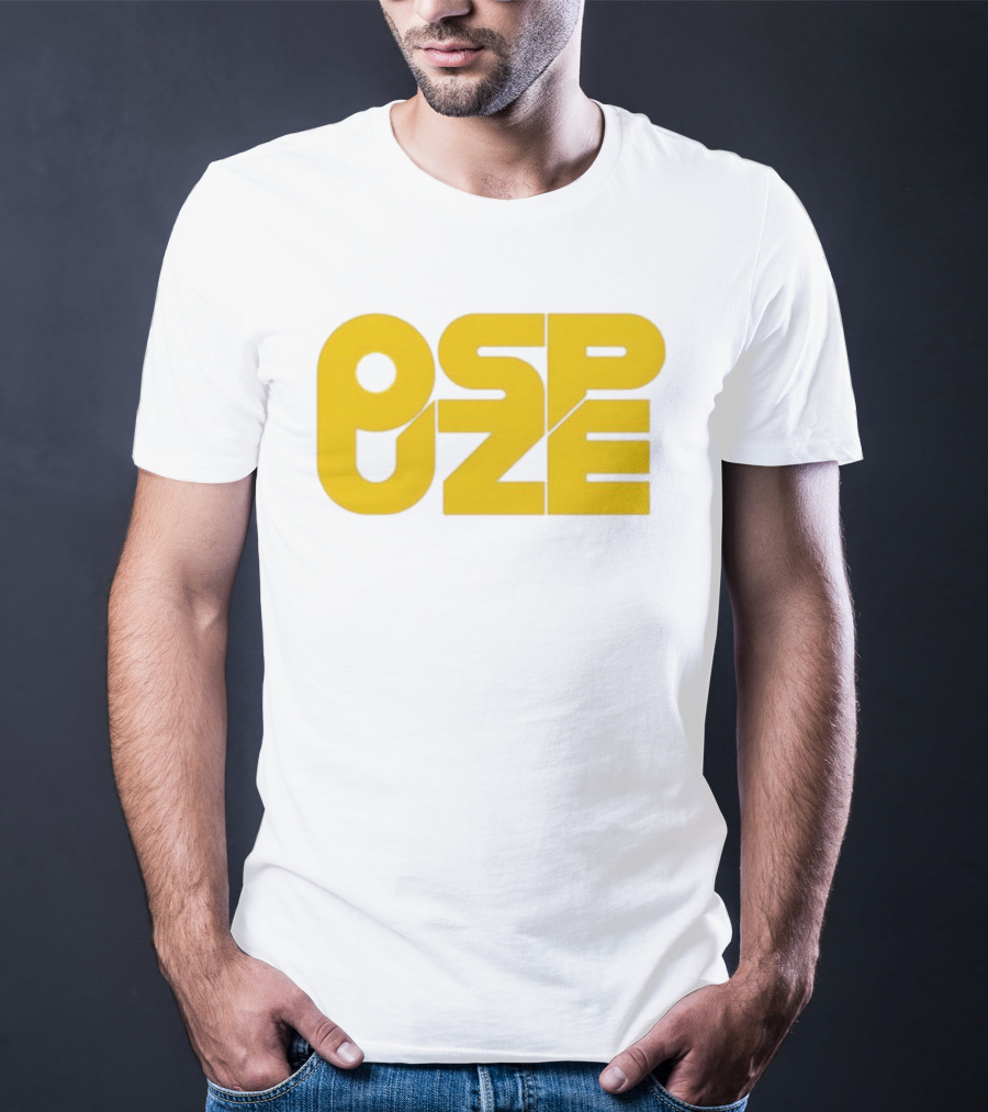 Ospuze Yellow Bold Text Logo T-Shirt