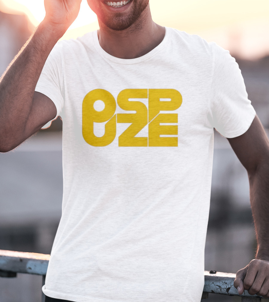Ospuze Yellow Bold Text Logo T-Shirt