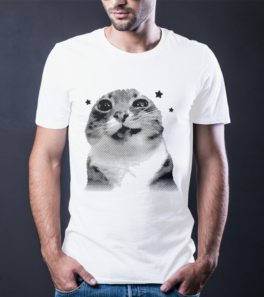 Rigby Cat Floating In Space Retro Star Meme T-Shirt