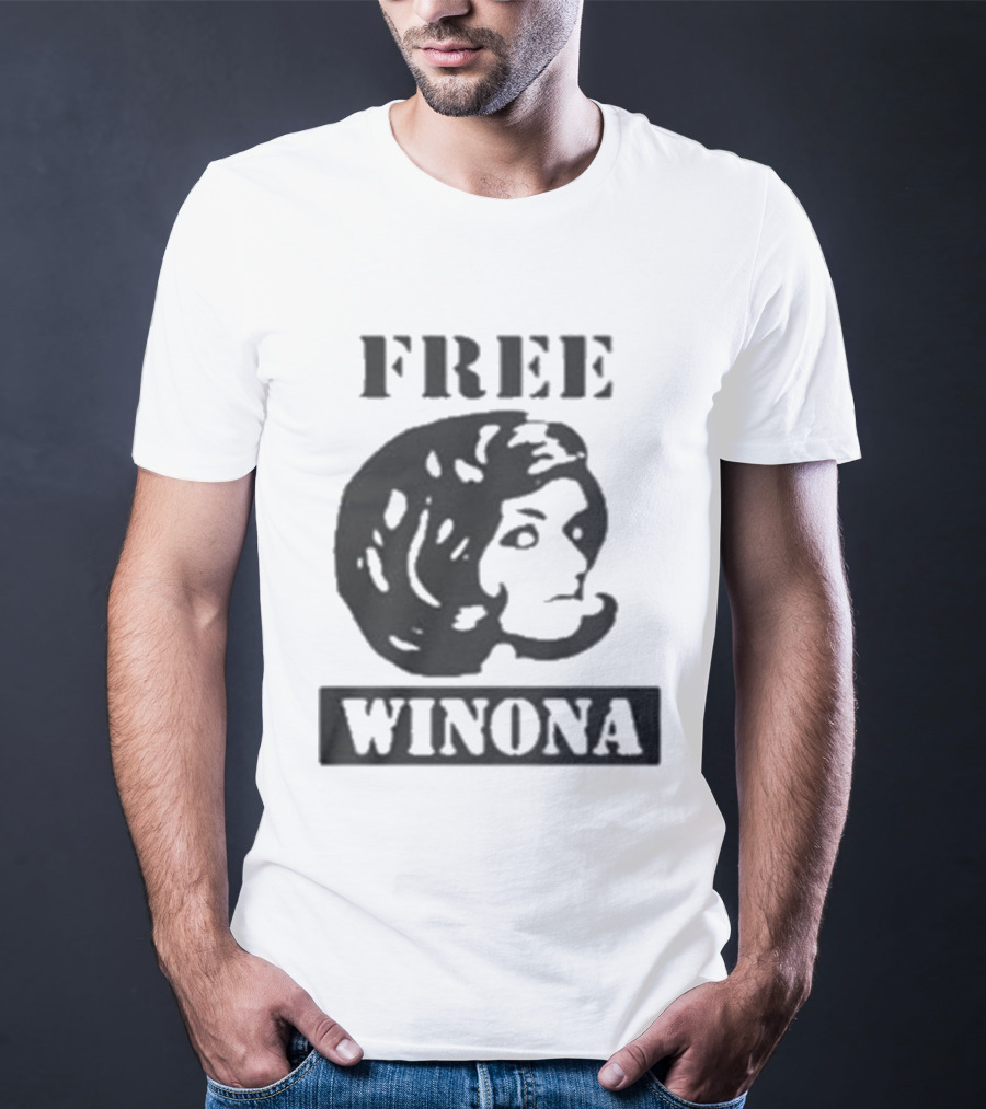 Free Winona Ryder Retro Stencil Style T-Shirt