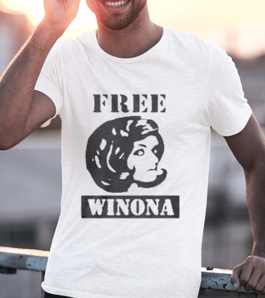 Free Winona Ryder Retro Stencil Style T-Shirt