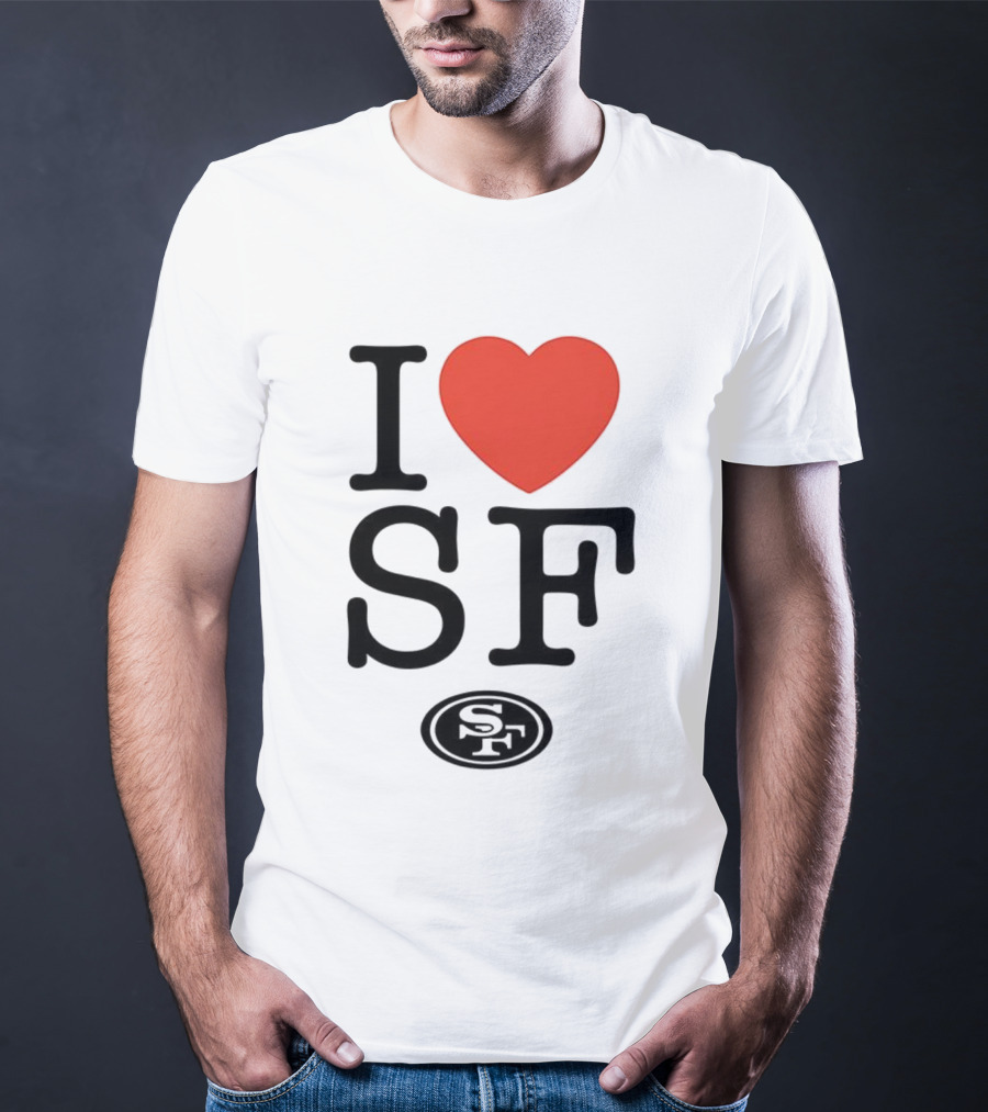 San Francisco 49ers I Love SF Heart Symbol Football Team Logo T-Shirt