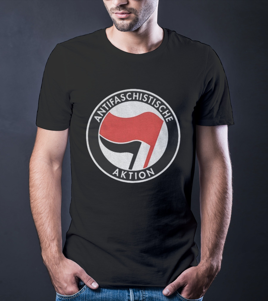 Antifaschistische Aktion Red Black Flags Anti Fascist Symbol T-Shirt