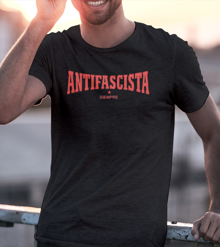 Antifascista Siempre Bold Red Arch Text With Star Symbol T-Shirt