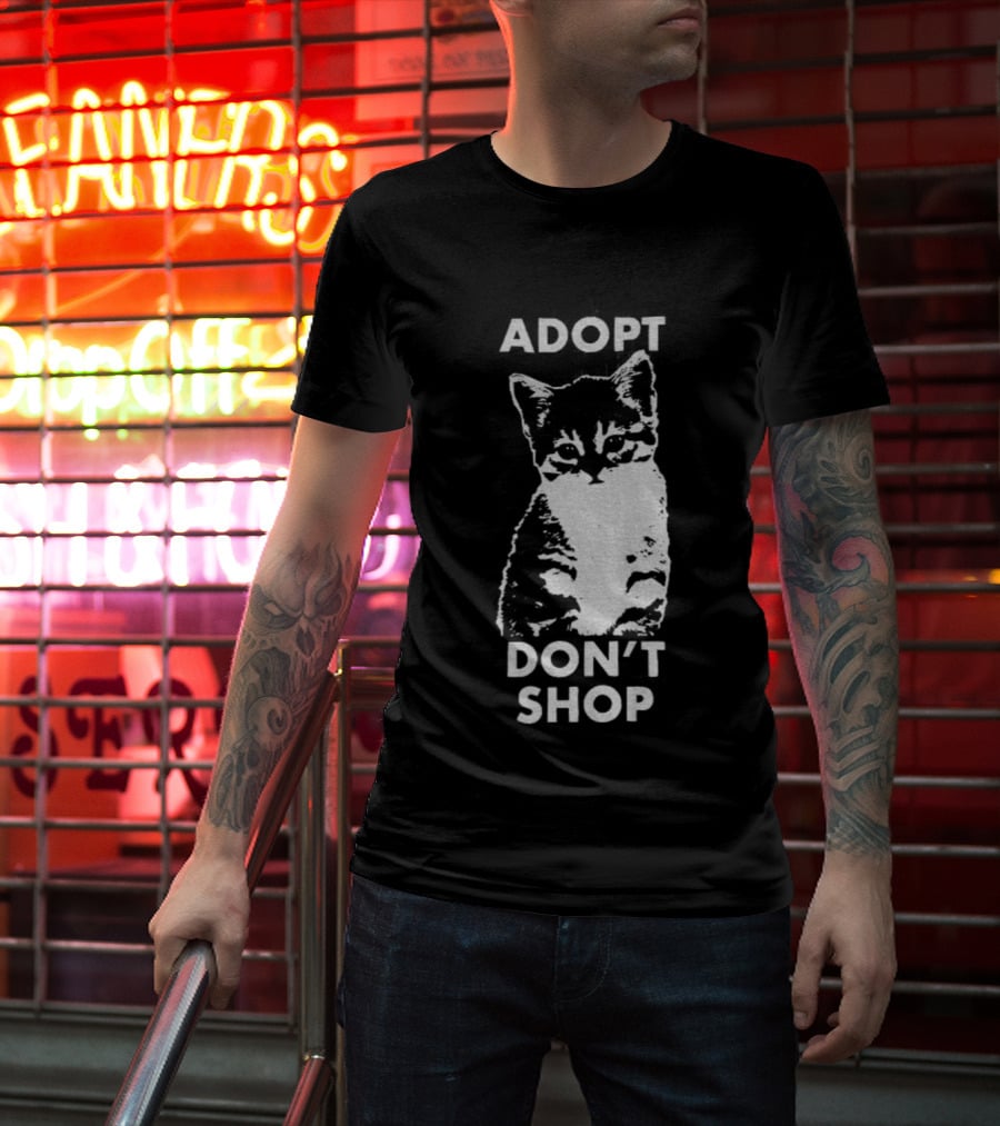 Adopt Don't Shop Vintage Cute Cat T-Shirt