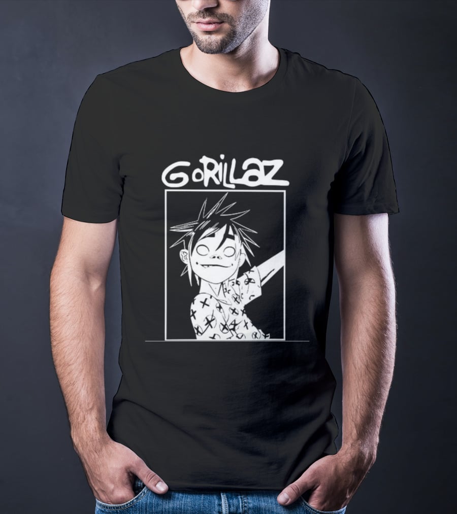 Gorillaz Black White Character Graphic T-Shirt