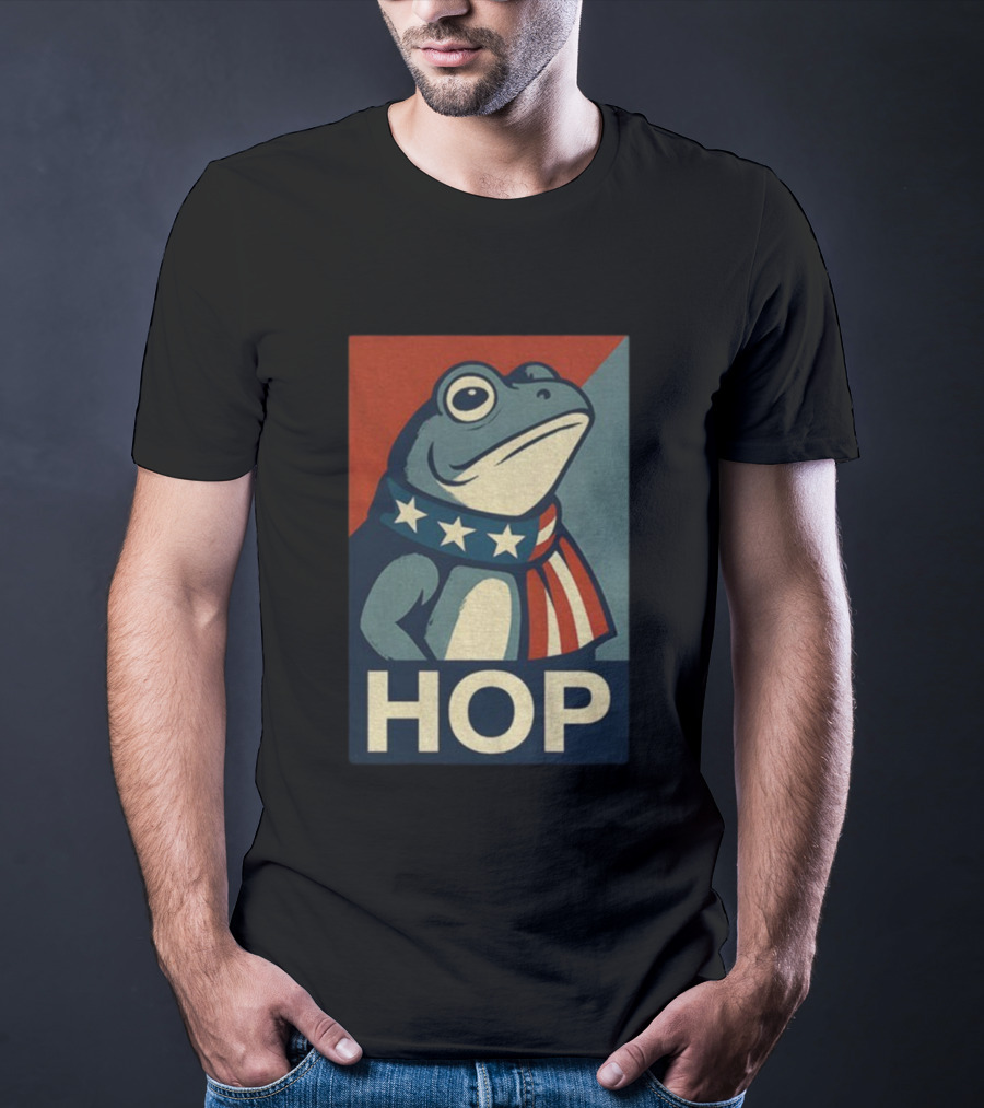 Portland HOP Frog Anti Fascist Political Parody Retro American Flag Style T-Shirt
