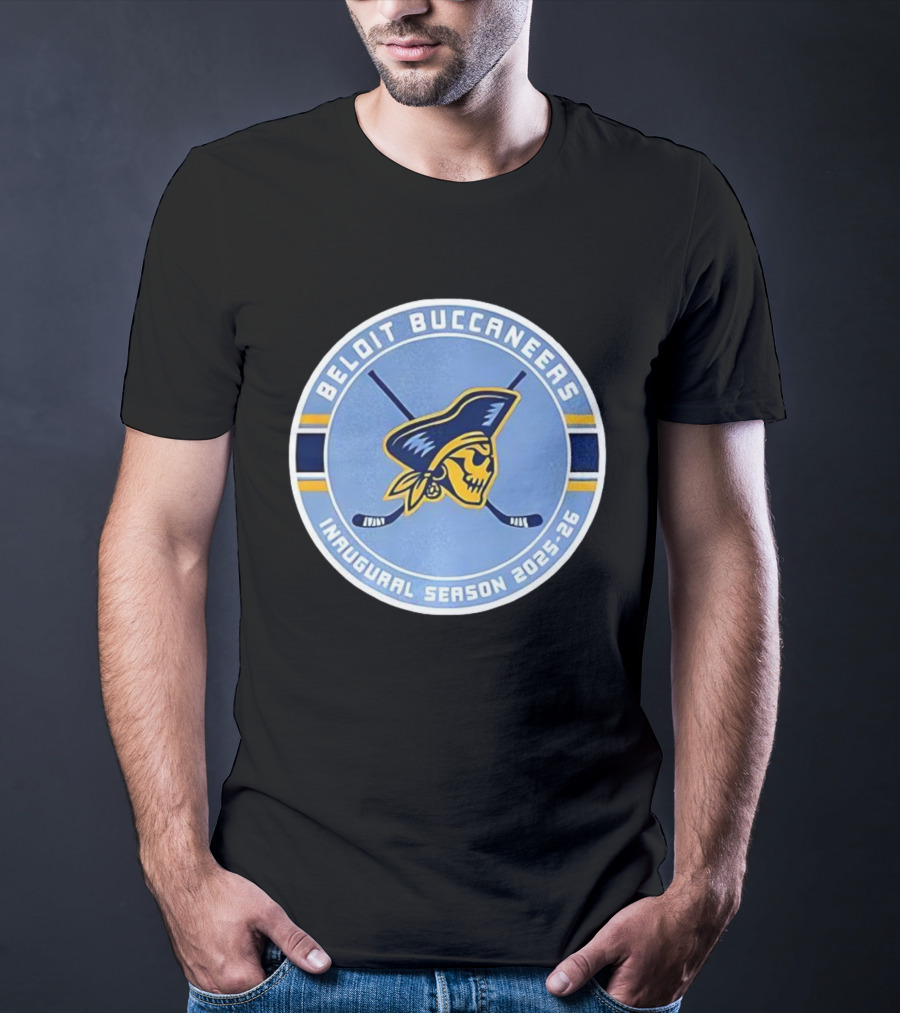 Beloit Buccaneers Inaugural Season 2025-2026 Hockey Team Skull Pirate Logo T-Shirt