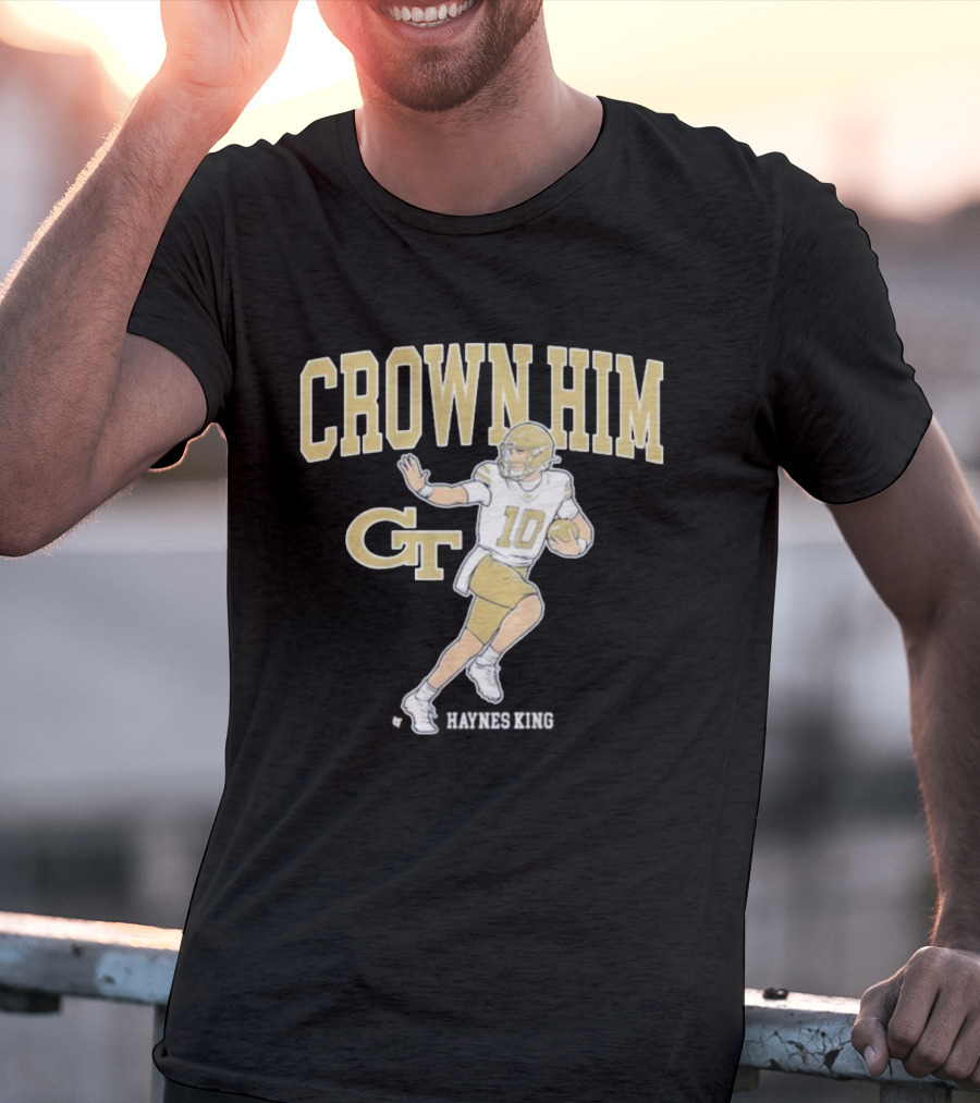 Crown Him GT 10 Georgia Tech Yellow Jackets Football T-Shirt