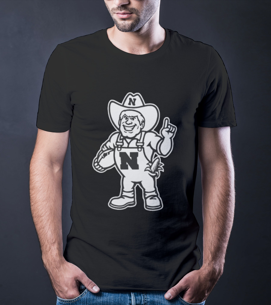 Nebraska Cornhuskers Herbie Husker Mascot Coach Matt Rhule Football T-Shirt