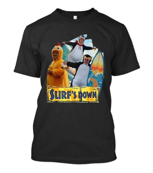 Penguins Surf's Down Wave Costume Fun T-Shirt