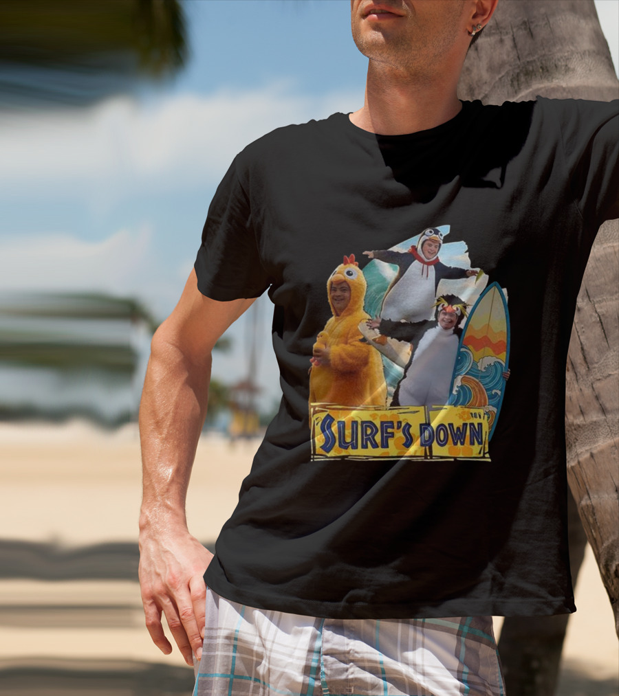 Penguins Surf's Down Wave Costume Fun T-Shirt