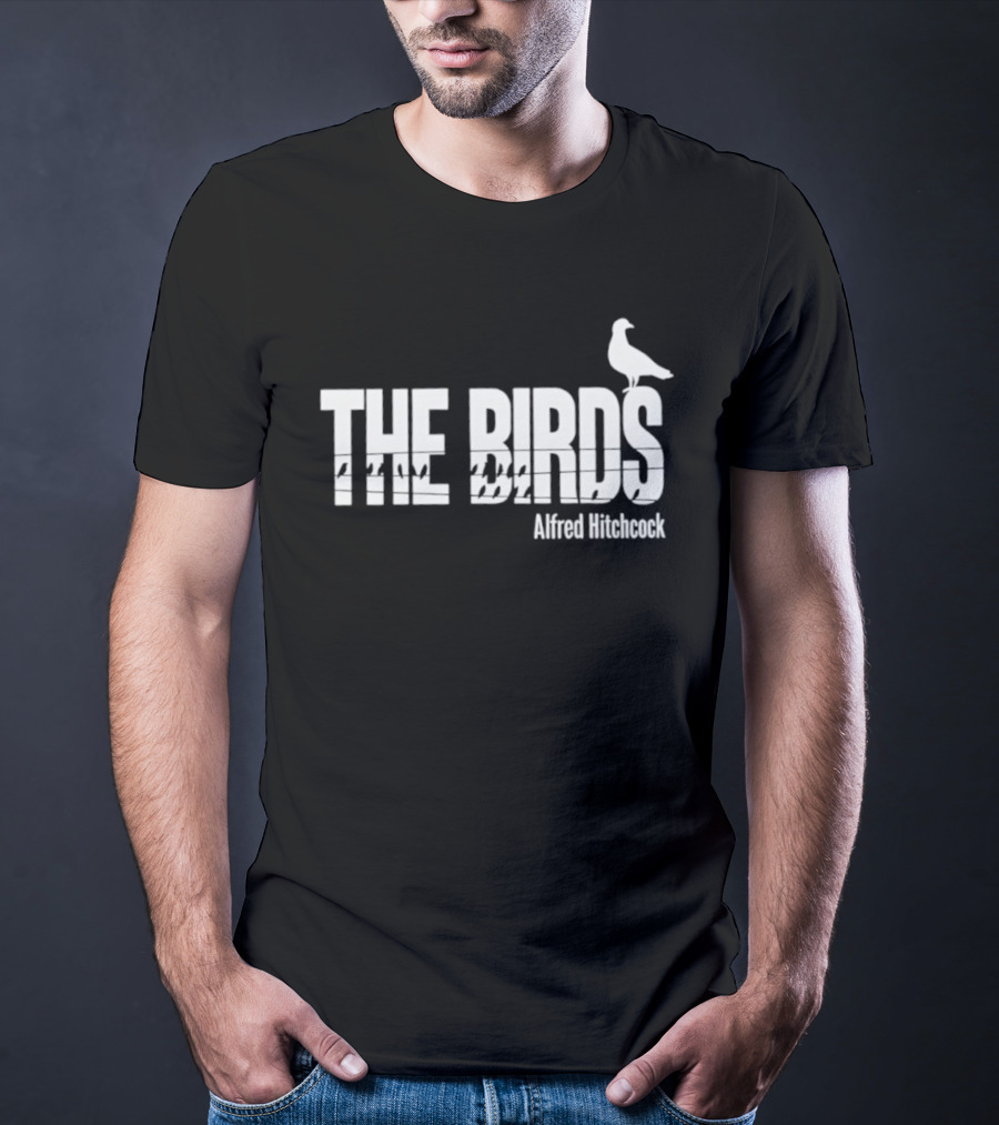 THE BIRDS Alfred Hitchcock Bird Silhouette T-Shirt
