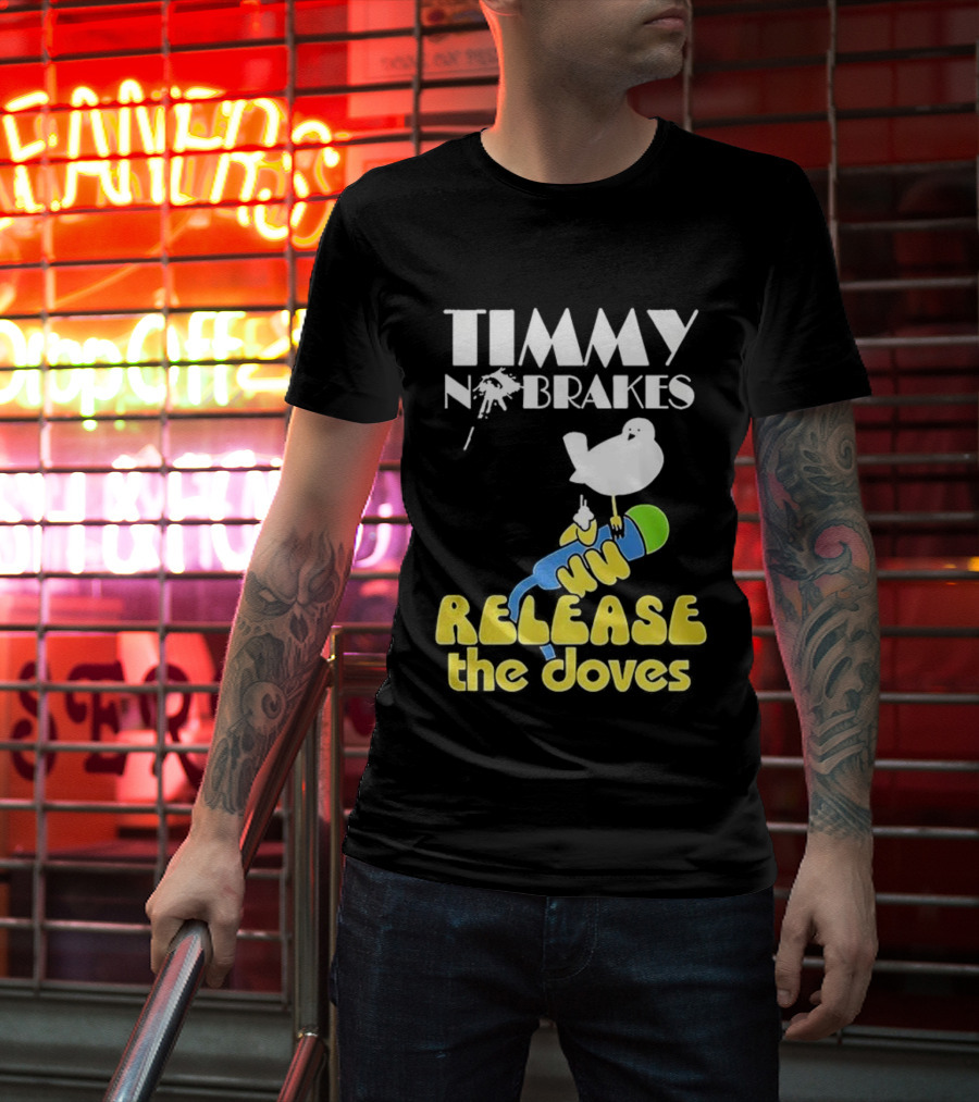 Timmy No Brakes Release The Doves Fun Colorful Design T-Shirt