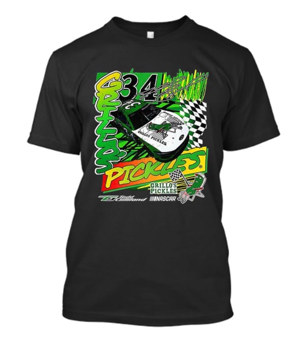 Grillo's Pickles Car Todd Gilliland 34 Autograph Racing Checkered Flag T-Shirt