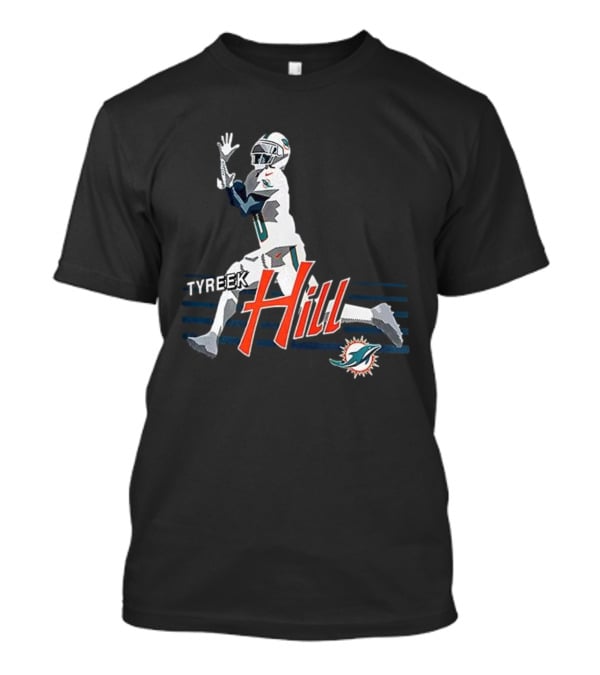 Tyreek Hill Miami Dolphins Receiving Ball Action Football T-Shirt