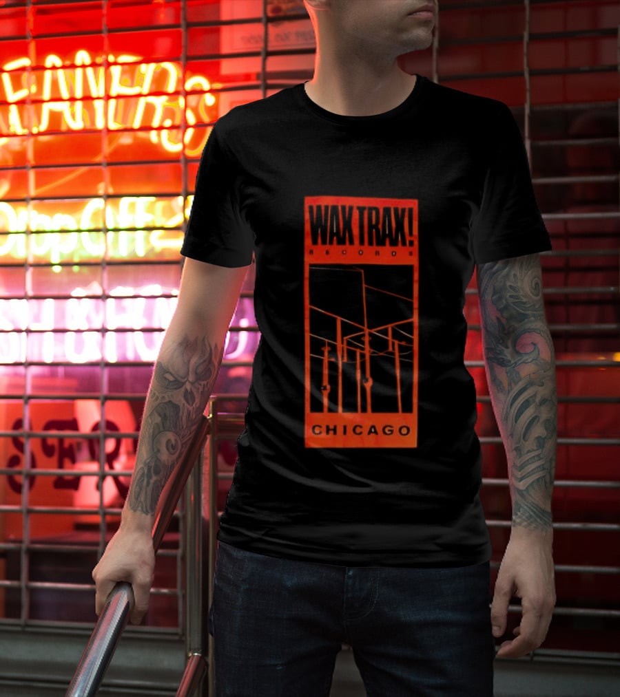 Wax Trax Chicago Skyline Power Lines T-Shirt