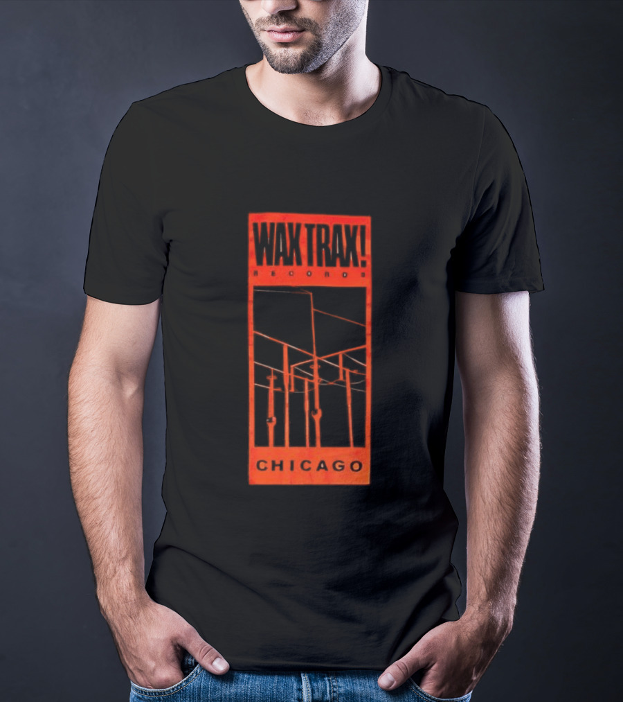 Wax Trax Chicago Skyline Power Lines T-Shirt