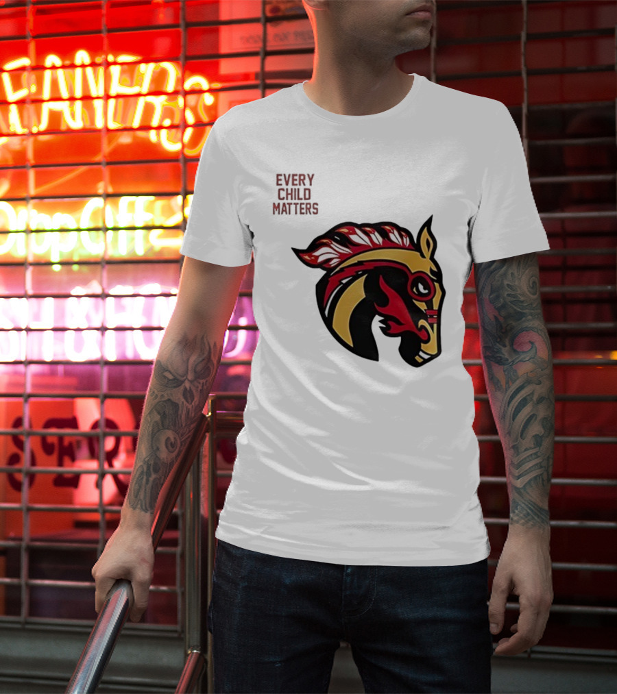 Calgary Wranglers Indigenous Heritage Every Child Matters Chinki Goodstoney T-Shirt