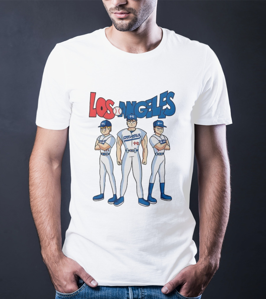 Los Angeles Baseball Z Anime Crossover Characters T-Shirt