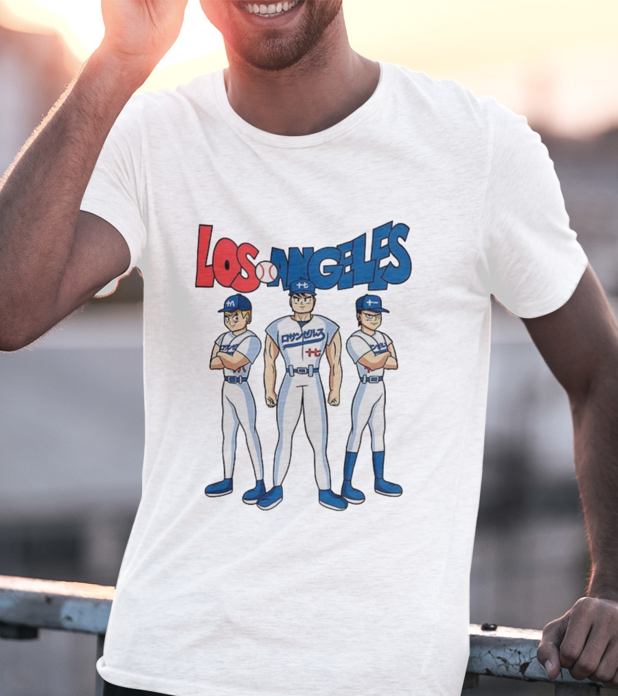 Los Angeles Baseball Z Anime Crossover Characters T-Shirt