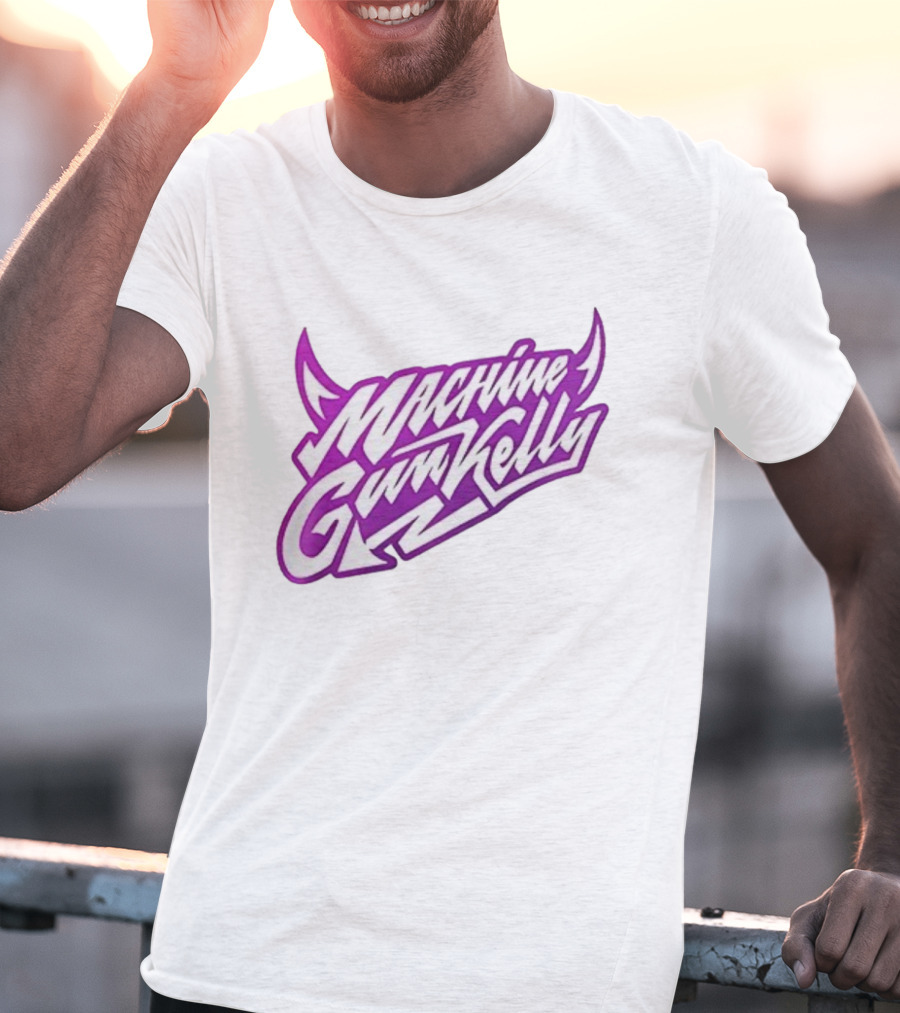 Machine Gun Kelly Ticket To My Downfall Tour 2025 Caricature Purple Stylized Text T-Shirt