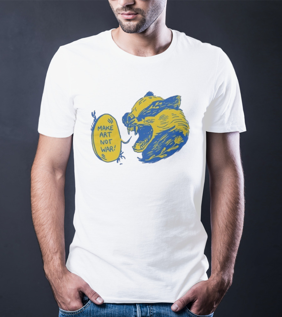 Make Art Not War Angry Wolverine Print T-Shirt