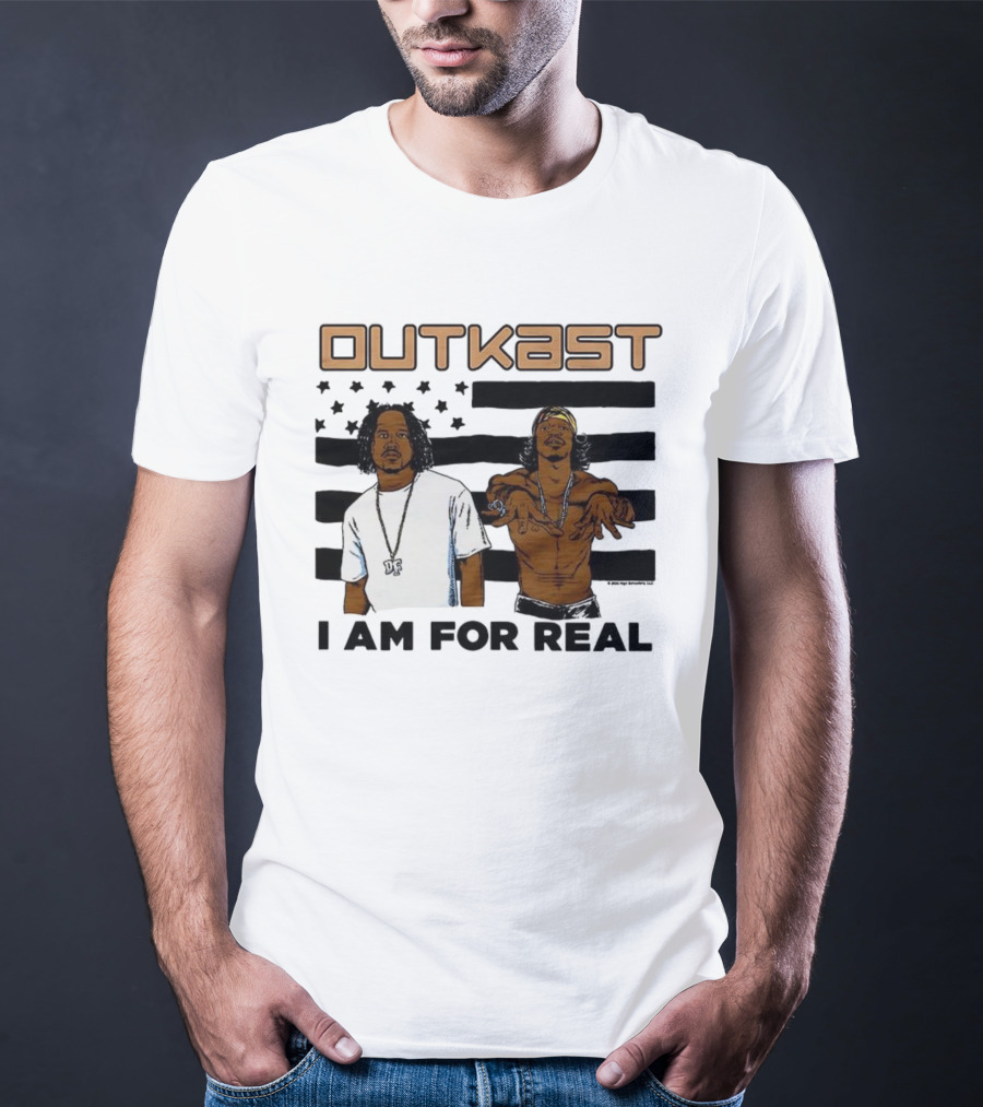 Outkast I Am For Real Flag Comic Style Duo Graphic T-Shirt