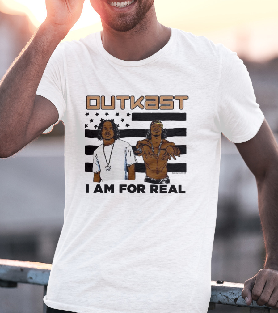 Outkast I Am For Real Flag Comic Style Duo Graphic T-Shirt