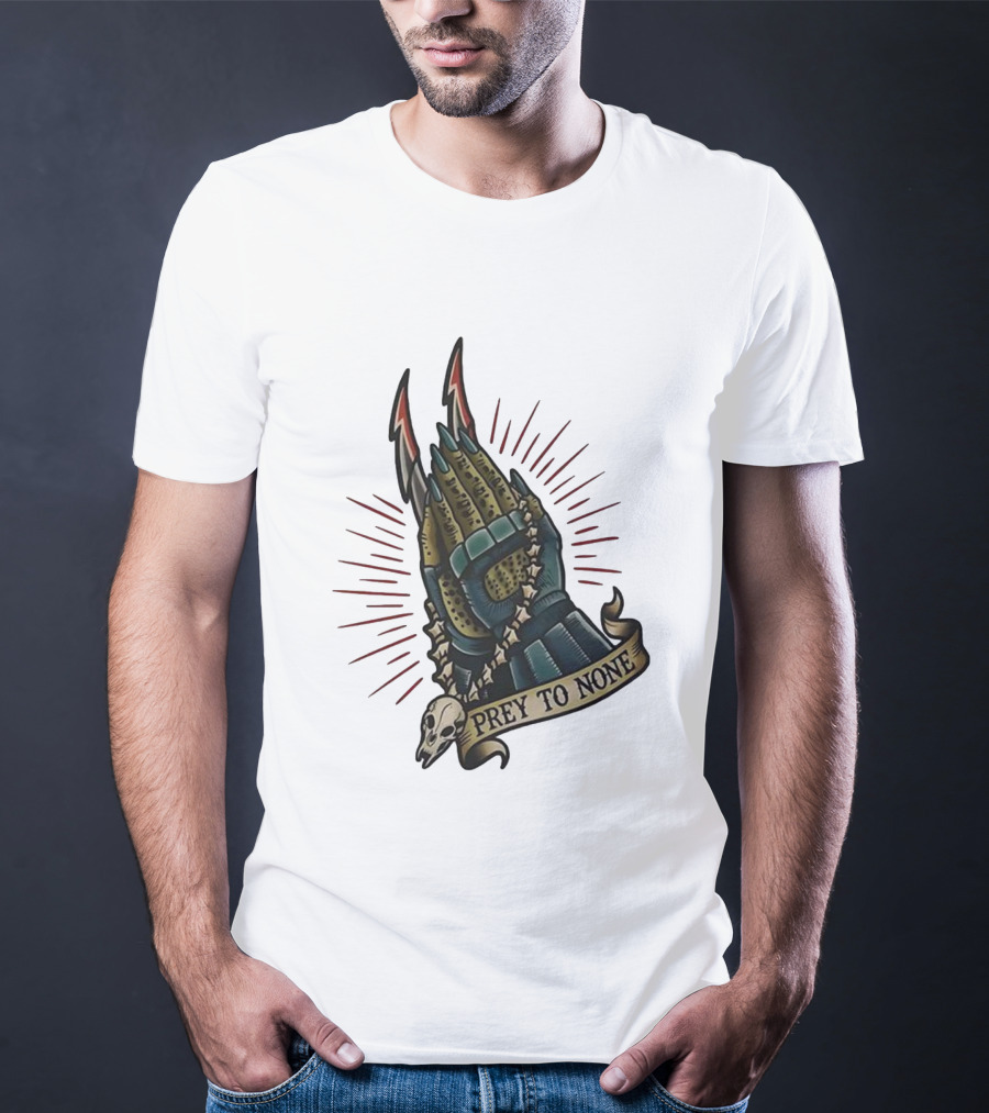 Prey To None Alien Claw With Skull And Star Chain T-Shirt