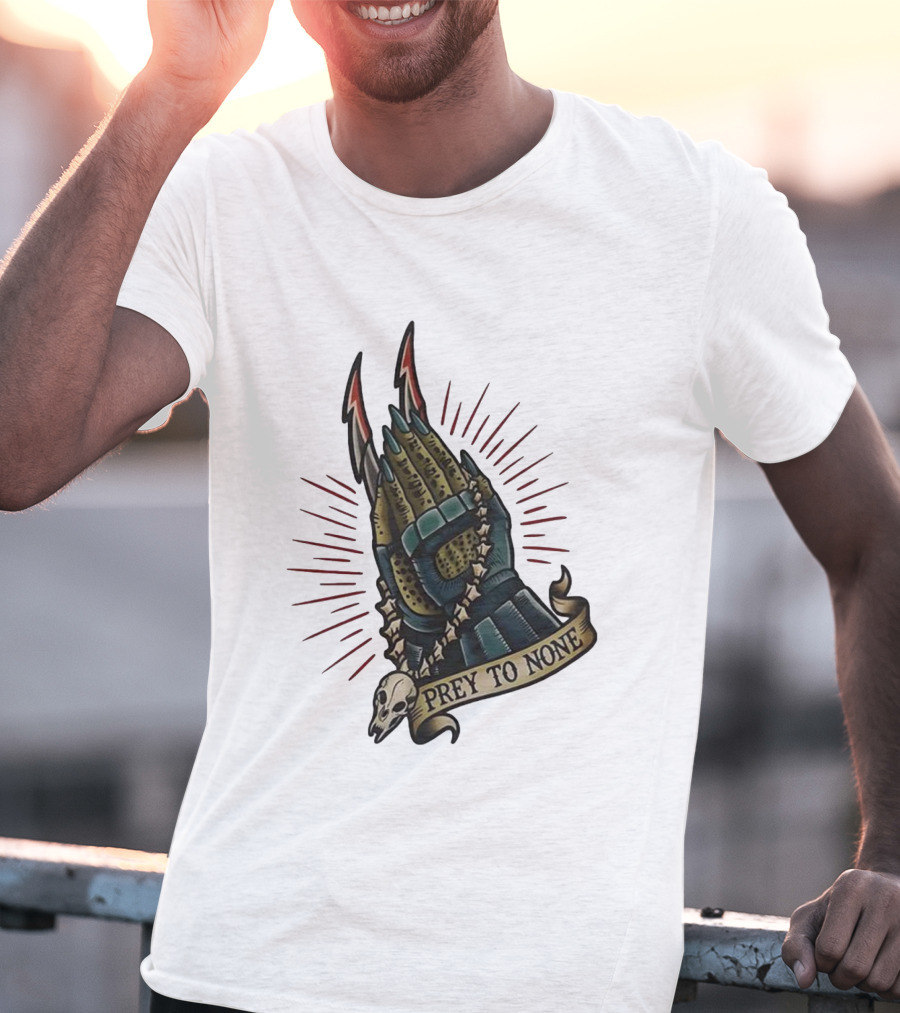 Prey To None Alien Claw With Skull And Star Chain T-Shirt