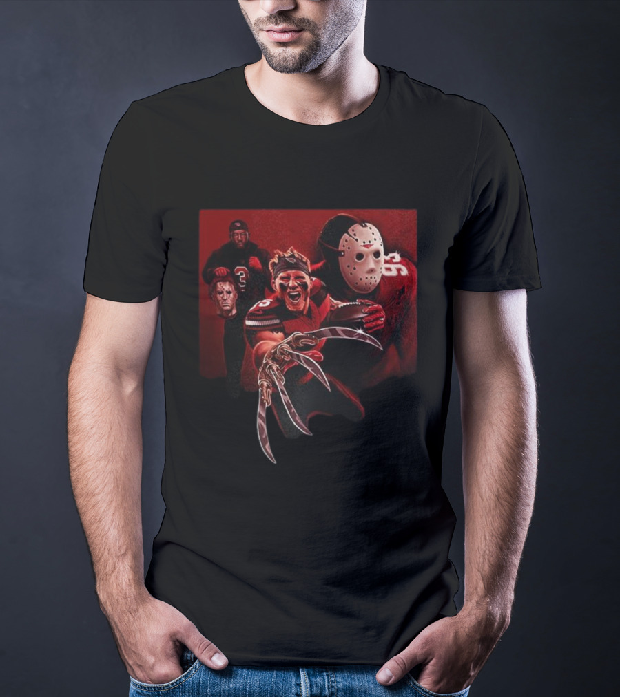 Arizona Cardinals 2025 Halloween Horror Football Mashup Freddy Jason Michael Myers Sports Fan Gear T-Shirt