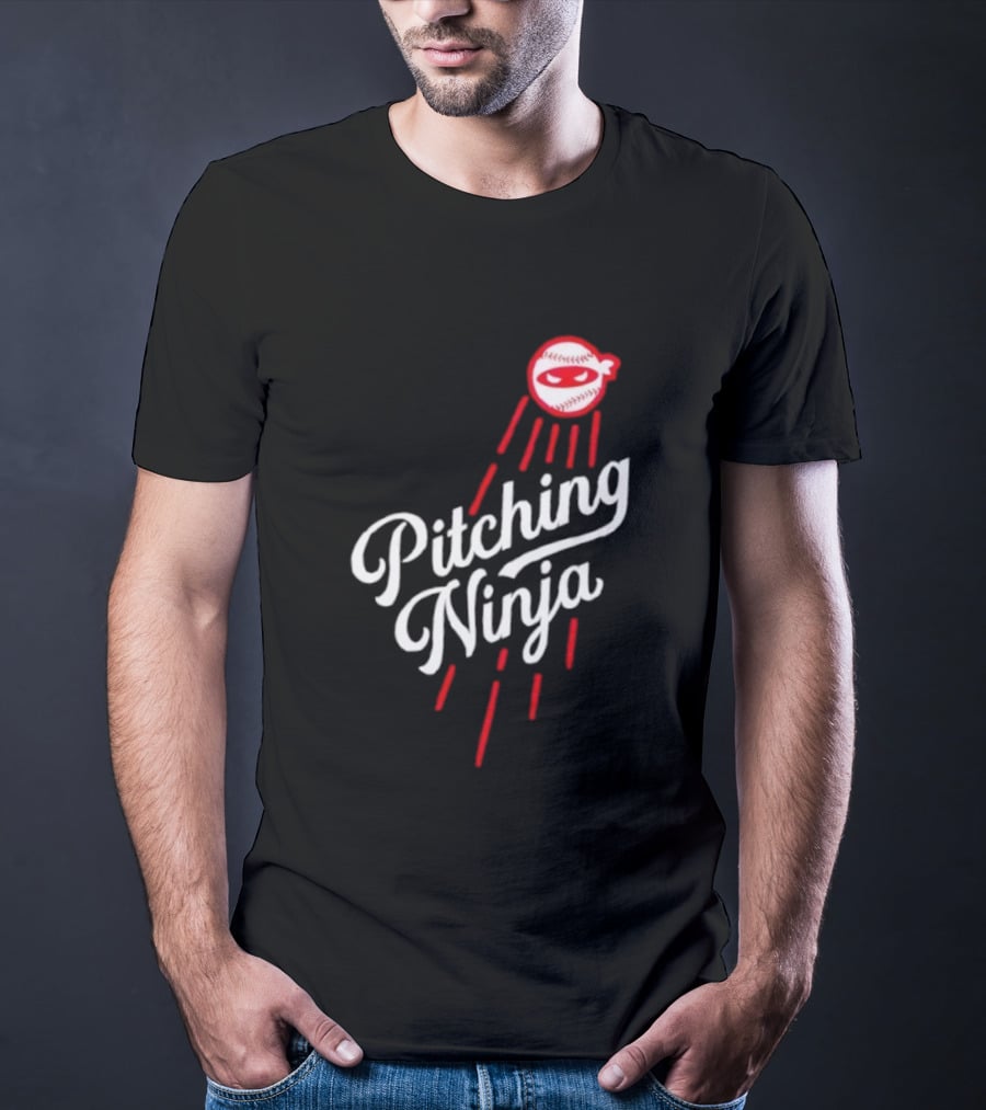 Pitching Ninja Baseball Ninja Los Angeles Dodgers MLB T-Shirt