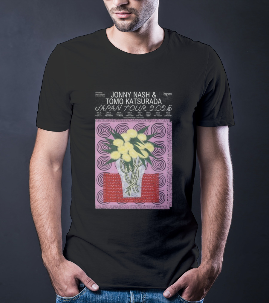 Tomo Katsurada X Jonny Nash Japan Tour 2025 Flowers Vase Art T-Shirt