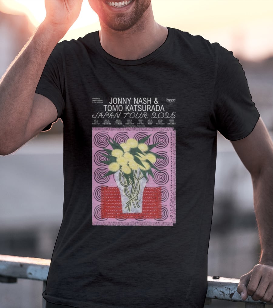 Tomo Katsurada X Jonny Nash Japan Tour 2025 Flowers Vase Art T-Shirt