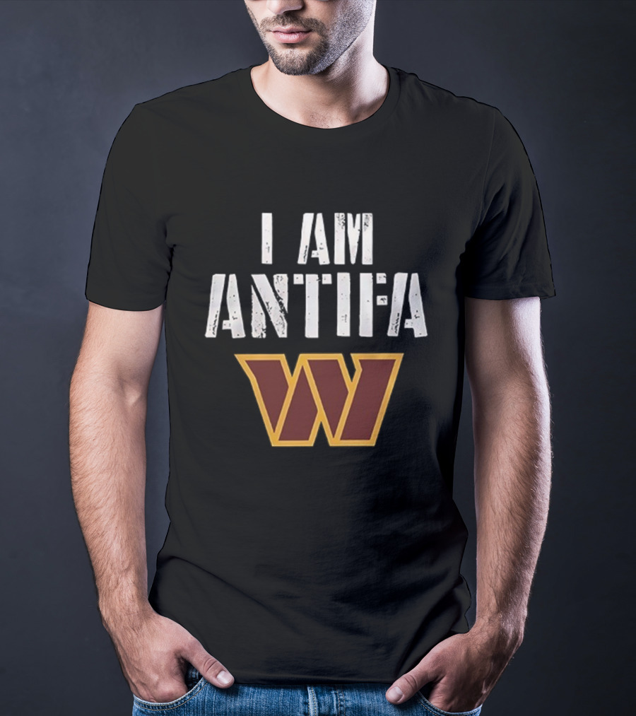 I AM ANTIFA Washington Commanders Against Fascism T-Shirt