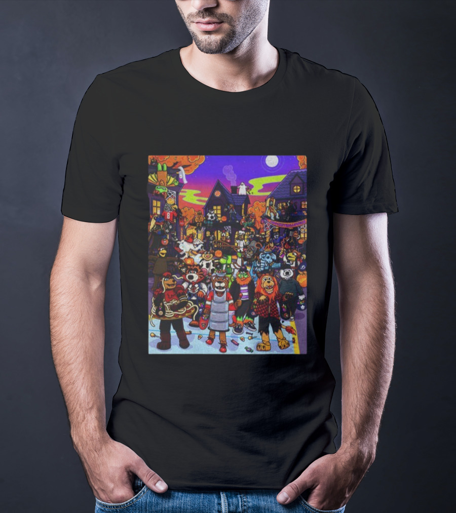 Mascot Mayhem Halloween Hockey Night Party Scene T-Shirt