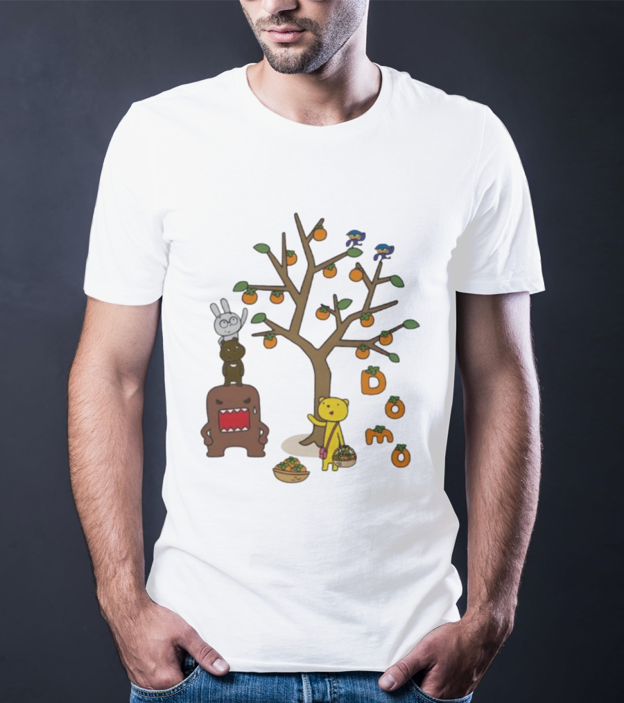 Domo Fall Harvest With Cartoon Characters And Persimmons T-Shirt