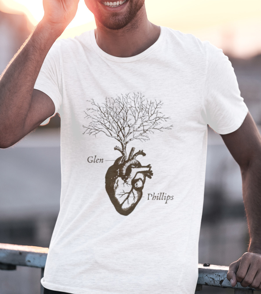 Glen Phillips Wooden Heart Tree Design T-Shirt