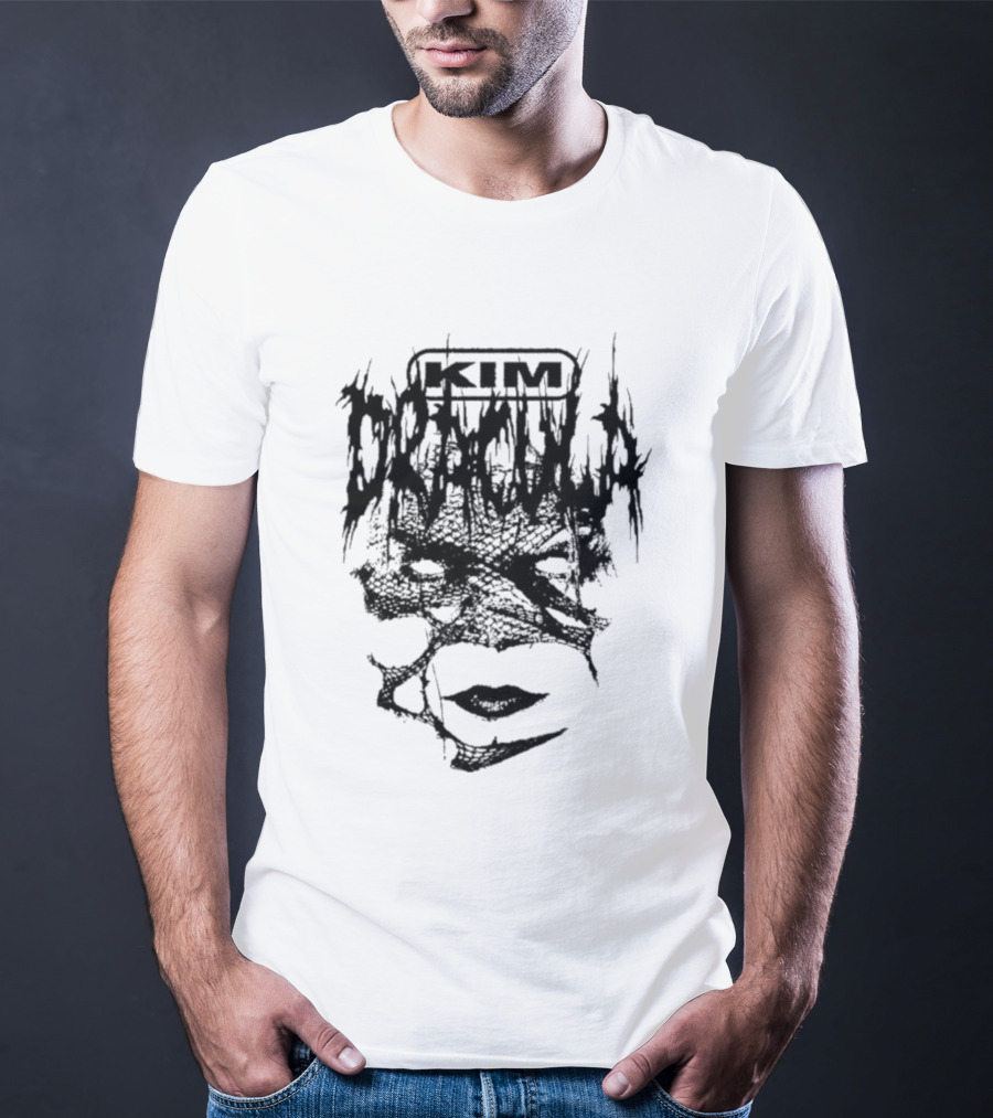 Kim Dracula Eye Lips Monochrome Design T-Shirt