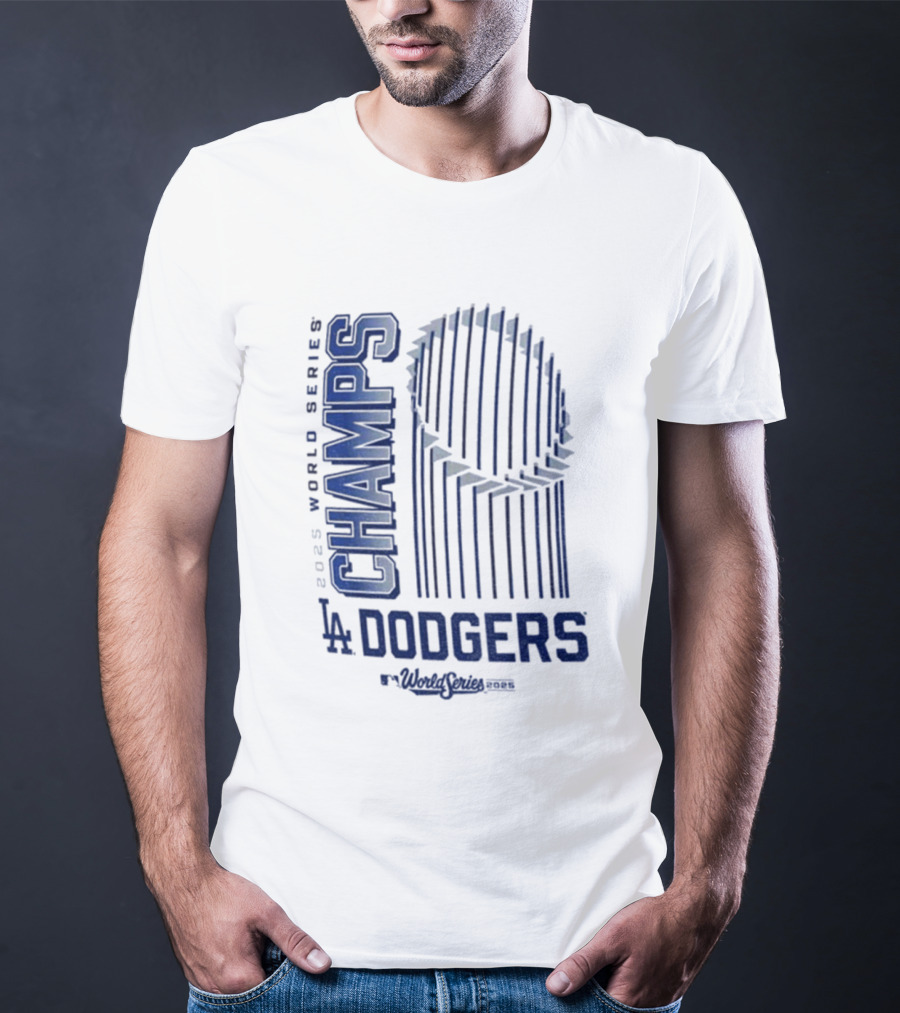 Los Angeles Dodgers 2025 World Series Champs Trophy Logo T-Shirt