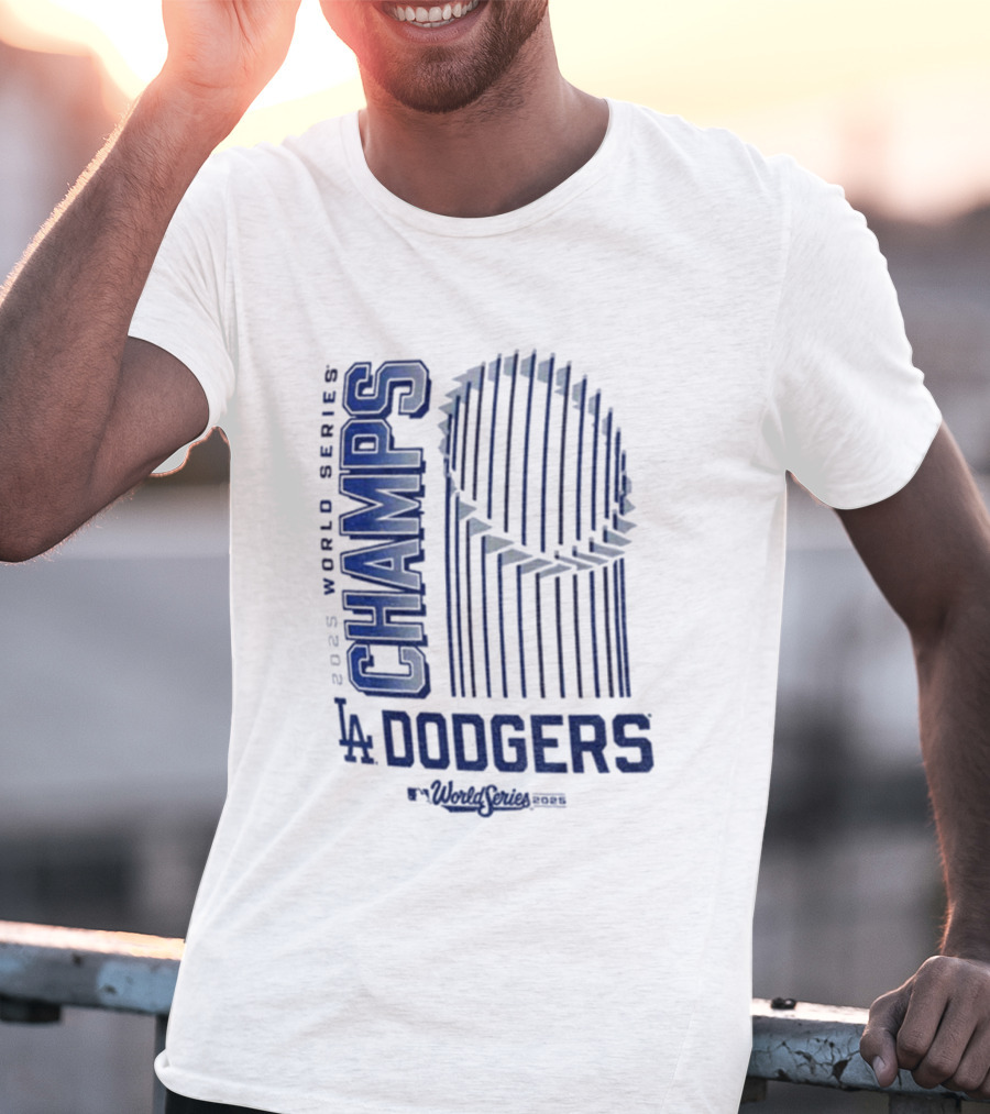 Los Angeles Dodgers 2025 World Series Champs Trophy Logo T-Shirt