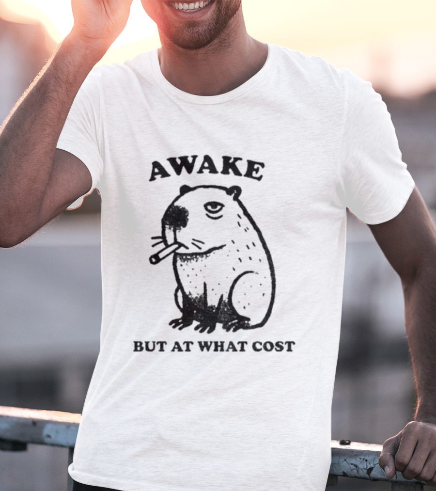 Awake Capybara Smoking Waffle But At What Cost T-Shirt