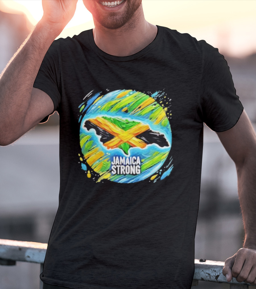 Jamaica Strong Hurricane Melissa Recovery Brush Stroke Flag Art T-Shirt
