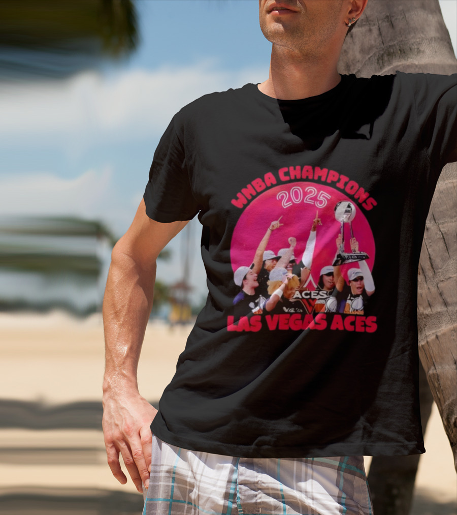 WNBA Champions 2025 Las Vegas Aces Pink Moon Celebration T-Shirt