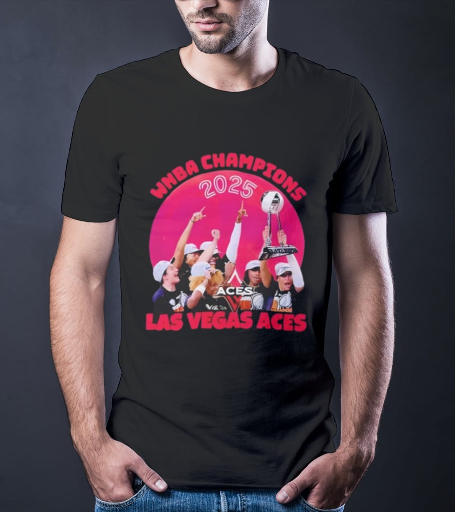 WNBA Champions 2025 Las Vegas Aces Pink Moon Celebration T-Shirt