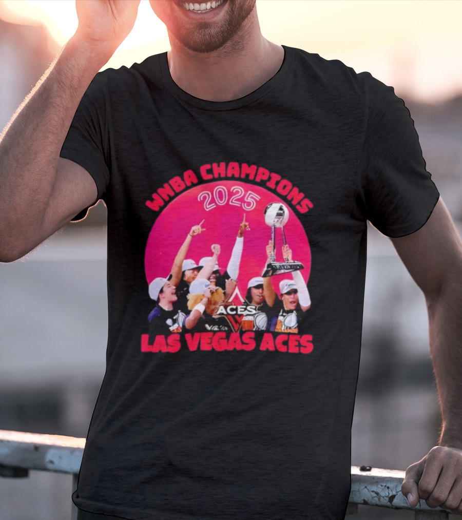WNBA Champions 2025 Las Vegas Aces Pink Moon Celebration T-Shirt