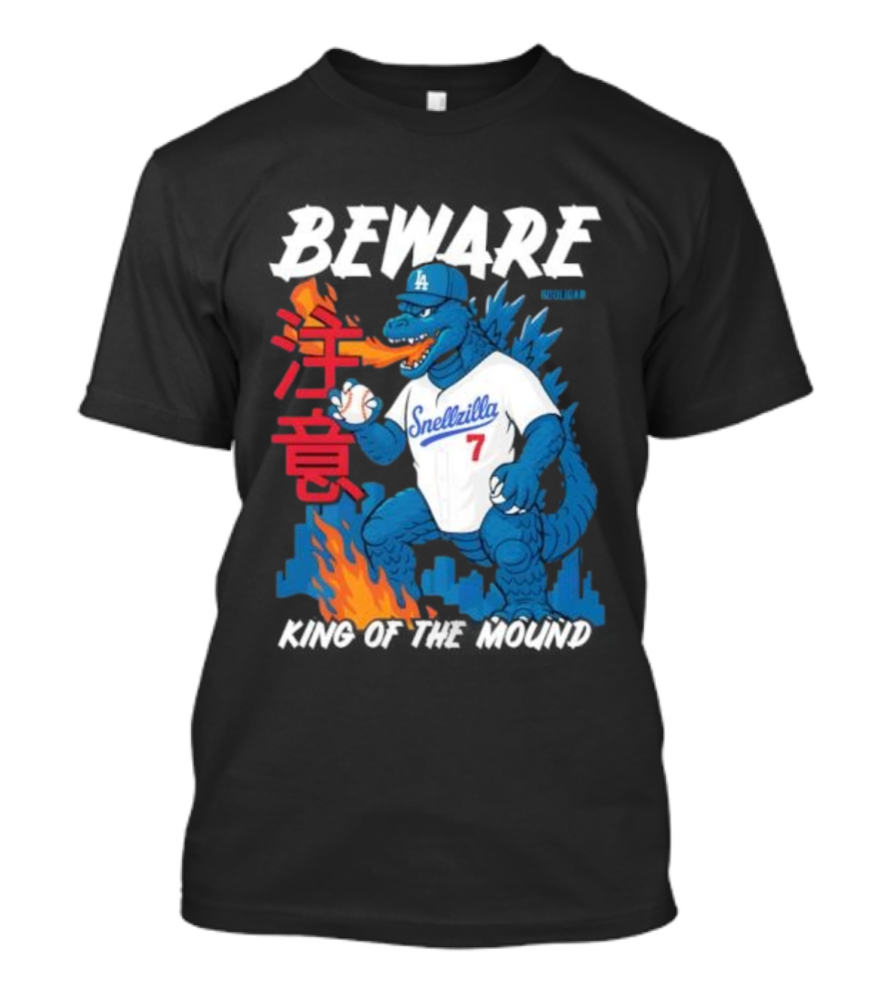 Los Angeles Snellzilla Baseball Monster King Of The Mound T-Shirt